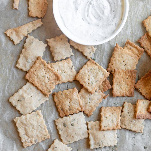 Sourdough Thyme Crackers Recipe Using Green Garden Freeze Dried Herbs